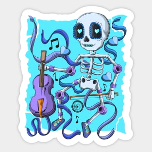 The Skeleton Violin Lover- Día De Los Muertos- Violin music Lover Sticker